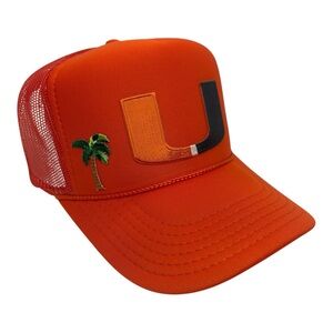 NEW VINTAGE STYLE MIAMI HURRICANES PALM TREE TRUCKER HAT CAP ADULT SIZE C…